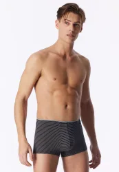 Schiesser Enge Boxershorts Schwarz gestreift - Long Life Soft für Herren, Größe L, 75 % Modal, 15 % Polyester, 10 % Elasthan