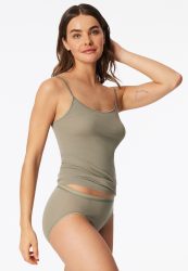 Schiesser High Waist Slip Oliv - Luxury für Damen, Größe L, 97 % Baumwolle, 3 % Elasthan