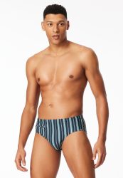 Schiesser Badehose mit Reißverschluss Blau gestreift - Aqua für Herren, Größe L, 82 % Polyamid, 18 % Elasthan