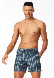 Schiesser Badeshorts Blau gestreift - Aqua für Herren, Größe M, 100 % Polyester