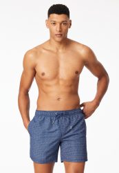 Schiesser Badeshorts Blau gemustert - Aqua für Herren, Größe M, 100 % Polyester