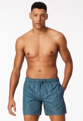 Schiesser Badeshorts Blau gemustert - Aqua für Herren, Größe XL, 100 % Polyester