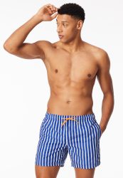 Schiesser Badeshorts Blau/Weiss gestreift - Aqua für Herren, Größe S, 100 % Polyester