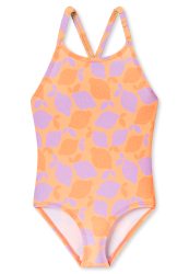 Schiesser Badeanzug Orange gemustert - Aqua für Mädchen, Größe 4Y, 82 % Polyamid, 18 % Elasthan
