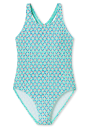 Schiesser Badeanzug Blau gemustert - Aqua für Mädchen, Größe S, 82 % Polyamid, 18 % Elasthan