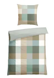 Schiesser Bettwäscheset 2-teilig Bunt kariert - Feinbiber, Größe 135*200, 100 % Baumwolle