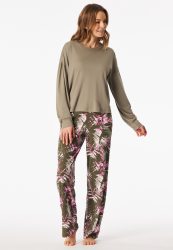 Schiesser Schlafanzug Bunt gemustert - Modern Nightwear für Damen, Größe M, 65 % Modal, 35 % Baumwolle