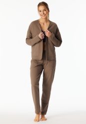 Schiesser Jacke Braun - Mix+Relax für Damen, Größe S, 70 % Baumwolle, 30 % Polyester