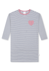 Schiesser Nachthemd langarm Blau/Weiss gestreift - Kids Nightwear für Mädchen, Größe 2Y, 100 % Baumwolle