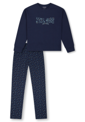Schiesser Schlafanzug lang Interlock dunkelblau - Teens Nightwear für Mädchen, Größe S, 100 % Baumwolle