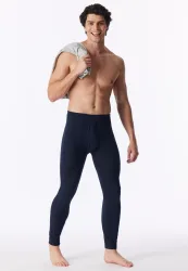 Schiesser Unterhose lang Dunkelblau - Comfort Fit für Herren, Größe S, 95 % Baumwolle, 5 % Elasthan