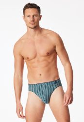 Schiesser Slip Petrol gestreift - Long Life Soft für Herren, Größe S, 70 % Modal, 20 % Polyester, 10 % Elasthan