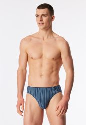 Schiesser Slip Blau gestreift - Long Life Soft für Herren, Größe M, 70 % Modal, 20 % Polyester, 10 % Elasthan
