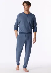 Schiesser Hose mit Bündchen Blau - Mix+Relax für Herren, Größe L, 65 % Baumwolle, 35 % Polyester