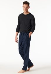 Schiesser Hose Blau gemustert - Mix+Relax für Herren, Größe M, 100 % Baumwolle