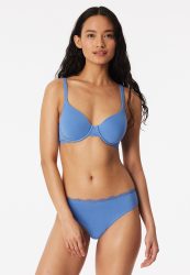 Schiesser Bügel-BH mit Spitze Blau - Unique Cotton für Damen, Größe 85B, 90 % Baumwolle, 10 % Elasthan
