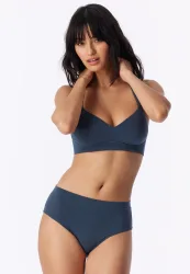 Schiesser Midi Slip Blau - Unique Cotton für Damen, Größe S, 90 % Baumwolle, 10 % Elasthan
