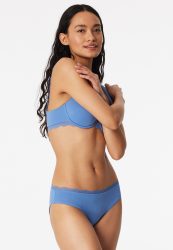Schiesser Slip mit Spitze Blau - Unique Cotton für Damen, Größe XL, 90 % Baumwolle, 10 % Elasthan