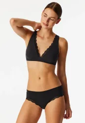 Schiesser Brazilian Slip mit Spitze Schwarz - Unique Cotton für Damen, Größe S, 90 % Baumwolle, 10 % Elasthan