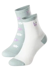 Schiesser Socken Damen 2er-Pack Grau/Weiss gemustert - Fashion für Damen, Größe 35/38, 77 % Baumwolle, 22 % Polyamid, 1 % Elasthan