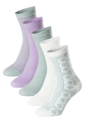 Schiesser Socken Damen 5er-Pack Bunt gemustert - Fashion für Damen, Größe 35/38, 77 % Baumwolle, 22 % Polyamid, 1 % Elasthan