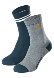 Schiesser Socken Herren 2er-Pack Blau/Grau - Fashion für Herren, Größe 43/46, 80 % Baumwolle, 2 % Elasthan, 18 % Polyamid