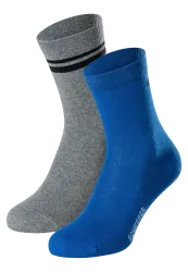 Schiesser Socken Herren 2er-Pack Blau/Grau - Fashion für Herren, Größe 39/42, 77 % Baumwolle, 22 % Polyamid, 1 % Elasthan