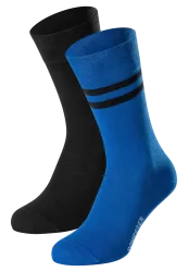 Schiesser Socken Herren 2er-Pack Blau/Schwarz - Fashion für Herren, Größe 39/42, 77 % Baumwolle, 22 % Polyamid, 1 % Elasthan