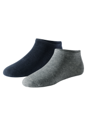 Schiesser Sneakersnocken Herren 2er-Pack Blau/Grau - 95/5 für Herren, Größe 43/46, 98 % Baumwolle, 2 % Elasthan