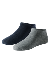 Schiesser Sneakersocken Damen 2er-Pack Grau/Schwarz - 95/5 für Damen, Größe 39/42, 98 % Baumwolle, 2 % Elasthan