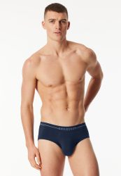 Schiesser Slip 2er-Pack Dunkelblau - Cotton Flex für Herren, Größe S, 85 % Baumwolle, 5 % Elasthan, 10 % Polyamid