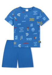 Schiesser Schlafanzug kurz Blau gemustert - Kids Nightwear für Jungen, Größe 3Y, 100 % Baumwolle