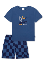 Schiesser Schlafanzug kurz Blau gemustert - Kids Nightwear für Jungen, Größe 3Y, 100 % Baumwolle