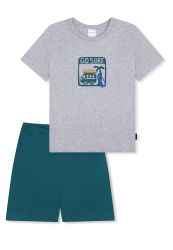Schiesser Schlafanzug kurz Grau/Blau - Kids Nightwear für Jungen, Größe 4Y, 100 % Baumwolle