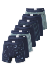 Schiesser Shorts 7er-Pack Blau/Grün gemustert - 95/5 für Jungen, Größe 4Y, 95 % Baumwolle, 5 % Elasthan