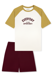 Schiesser Schlafanzug kurz Bunt gemustert - Teens Nightwear für Jungen, Größe XS, 100 % Baumwolle