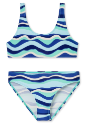 Schiesser Bikini Blau gemustert - Aqua für Mädchen, Größe M, 82 % Polyamid, 18 % Elasthan