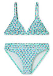 Schiesser Bikini Blau gemustert - Aqua für Mädchen, Größe XS, 82 % Polyamid, 18 % Elasthan
