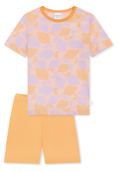 Schiesser Schlafanzug kurz Orange/Lila gemustert - Kids Nightwear für Mädchen, Größe 4Y, 100 % Baumwolle