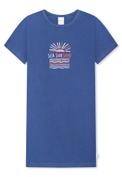 Schiesser Nachthemd kurzarm Blau - Kids Nightwear für Mädchen, Größe 10Y, 100 % Baumwolle