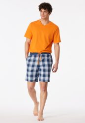 Schiesser Hose kurz Blau/Weiss kariert - Mix+Relax für Herren, Größe S, 100 % Baumwolle