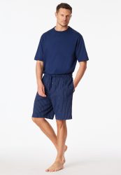 Schiesser Hose kurz Blau/Weiss gestreift - Mix+Relax für Herren, Größe XL, 54 % Baumwolle, 45 % Viskose, 1 % Elasthan