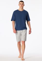 Schiesser T-Shirt Blau - Mix+Relax für Herren, Größe S, 80 % Baumwolle, 20 % Leinen