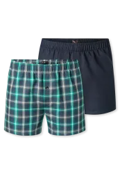 Schiesser Boxershorts Blau gemustert - Boxershorts Multipacks für Jungen, Größe S, 100 % Baumwolle