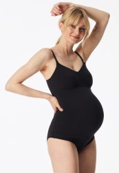 Schiesser Umstandstop V-Ausschnitt Schwarz - Unique Maternity für Damen, Größe L, 90 % Baumwolle, 10 % Elasthan