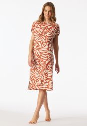 Schiesser Nachthemd kurzarm Orange/Off-White - Selected Premium für Damen, Größe S, 95 % Modal, 5 % Elasthan