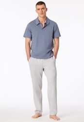 Schiesser Poloshirt Blau - Mix+Relax für Herren, Größe S, 100 % Baumwolle