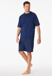 Schiesser T-Shirt Dunkelblau - Mix+Relax für Herren, Größe L, 100 % Baumwolle
