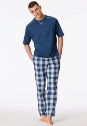 Schiesser T-Shirt Blau - Mix+Relax für Herren, Größe M, 100 % Baumwolle