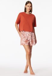 Schiesser T-Shirt cropped Orange - Mix+Relax für Damen, Größe XXL, 100 % Baumwolle